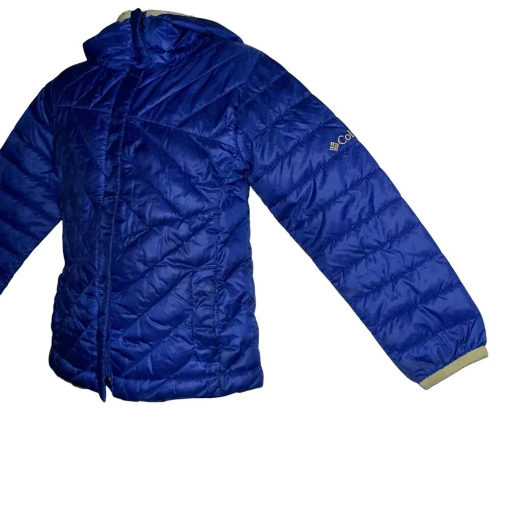 Columbia Omni Shield Lightweight Quilted Jacket Girls XXS 4 5 Purple Hooded - Picture 5 of 9